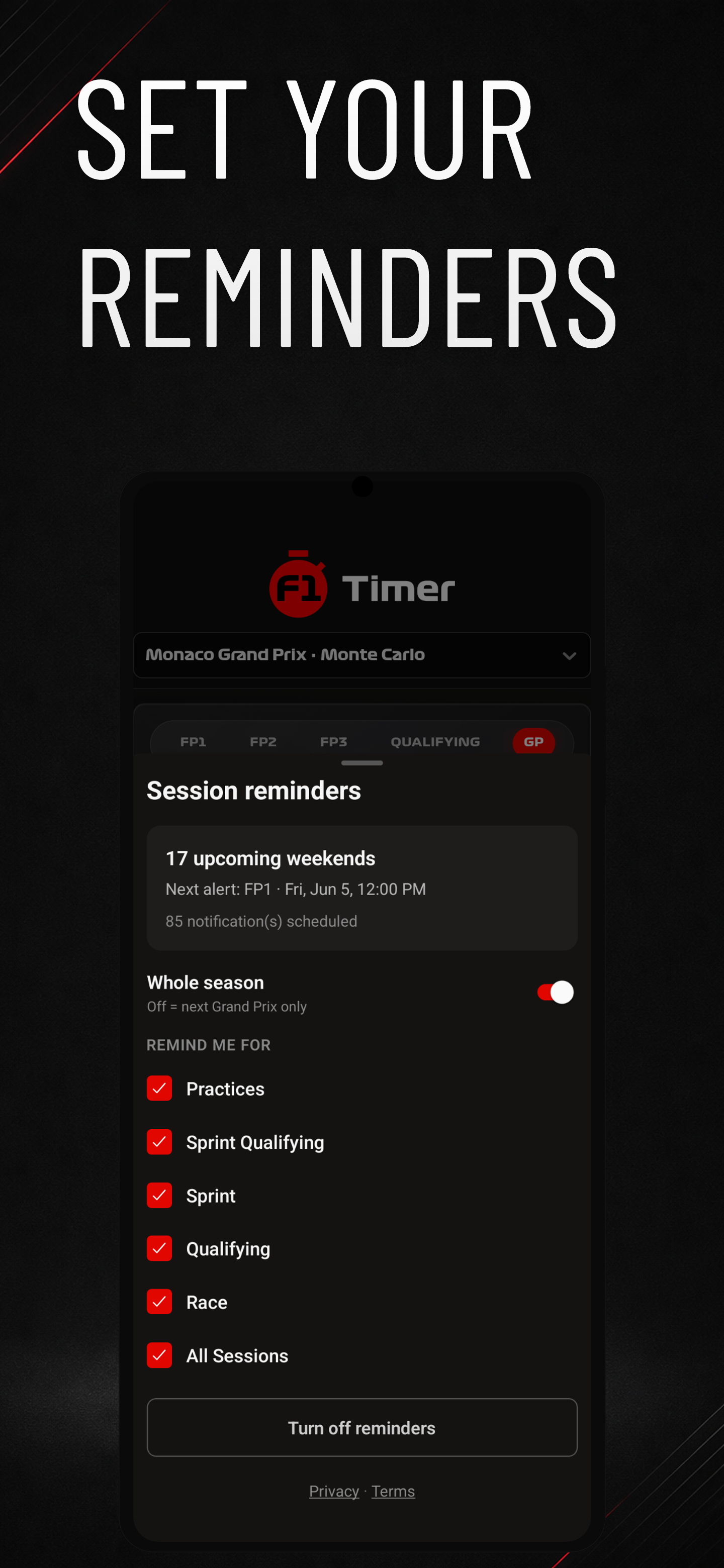 Timer One Formula F1 Timer — Formula 1 session times and countdown